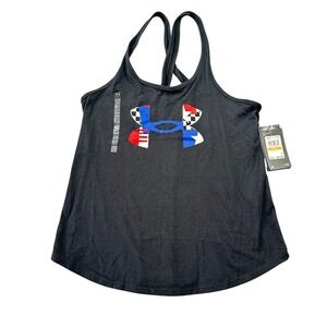 Under Armour Patriotic Flag Freedom Tank Top Black‎ Red White Blue Logo Gym Run